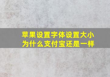 苹果设置字体设置大小 为什么支付宝还是一样